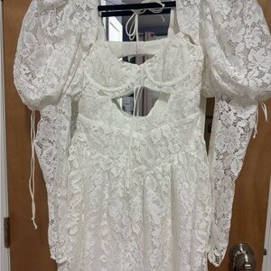 For Love And Lemons Ivory Floral Lace Dress